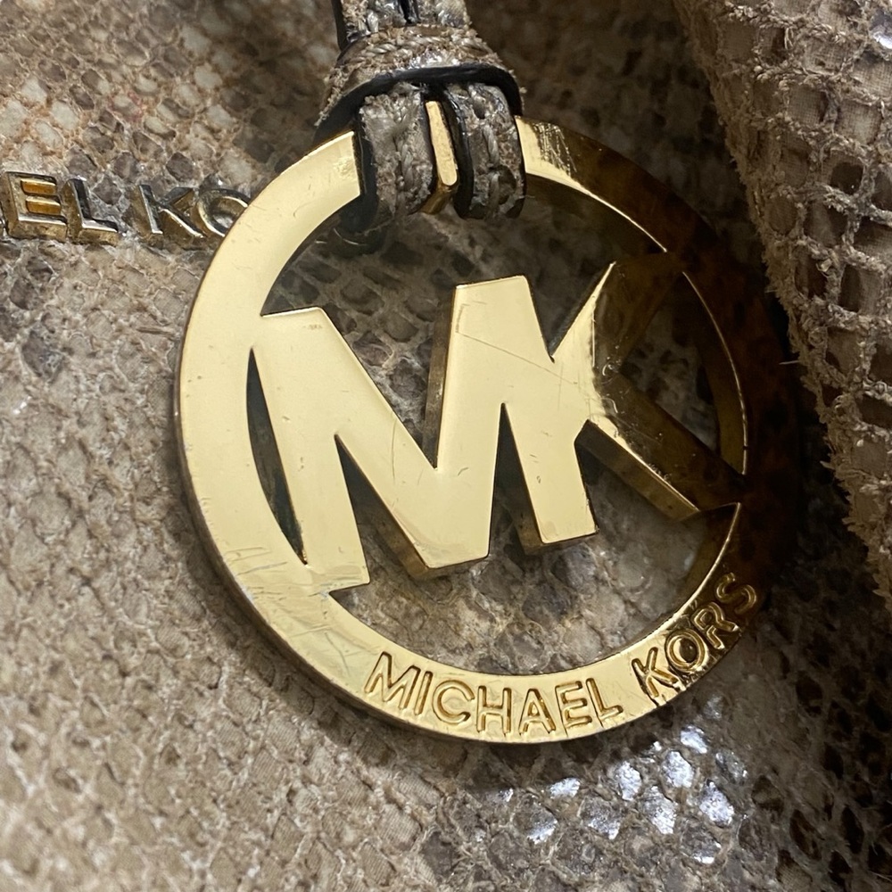 Michael Kors Beige Python Effect Leather And Sued… - image 2